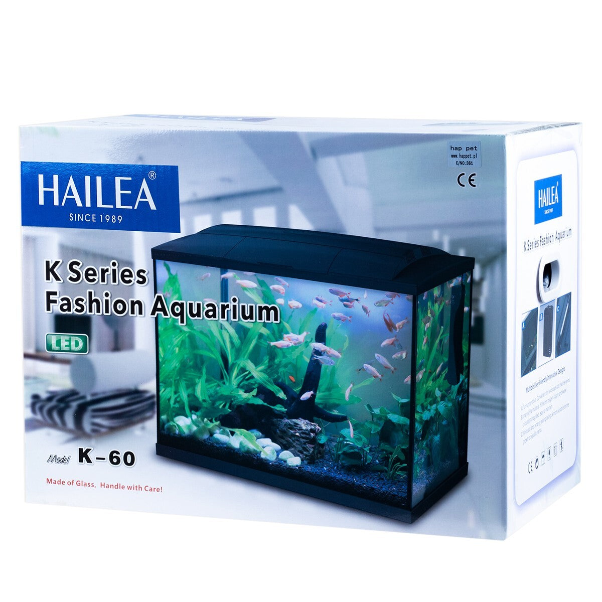 K60 Hailea akvariumas, 60 l juodas